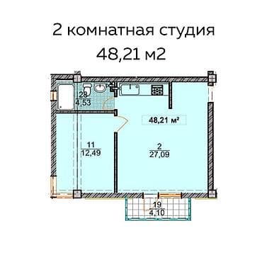 номера в иссык куле: 2 комнаты, 48 м², Элитка, 1 этаж, ПСО (под самоотделку) — 2