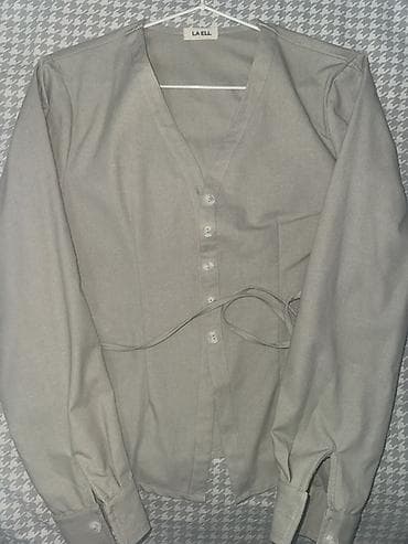 Блузка, Классическая модель, Лен, Однотонный