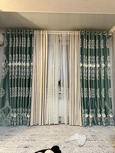 loft mebel: Комплект штор, С вышивкой, Готовое изделие, Для зала — 1