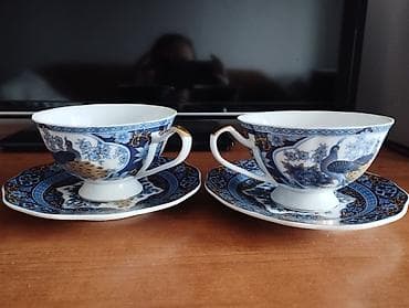 кружки чайные: 2 фарфоровых набора. Набор из 2 чайных пар (чашка + блюдце) — 4