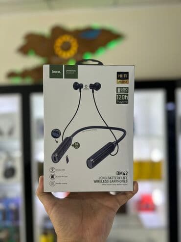 беспроводные наушники с микрофоном для компьютера: Шейные наушники Hoco DM42 Автономность 120 часов Отличный микрофон — 1