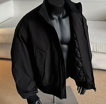 электронная зажигалка: Мужская черная куртка-бомбер - Материал верха: плотная гладкая ткань — 1