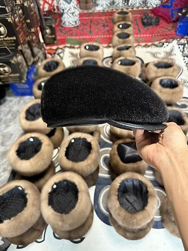 мужской шым: Кыргыз тебетей Норковая ушанка комбинированная с мехом каракуля 20000с — 8