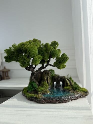 Декор и интерьер: Мини-дерево Бонсай из живого стабилизированного мха 🌿 Уникальный — 1