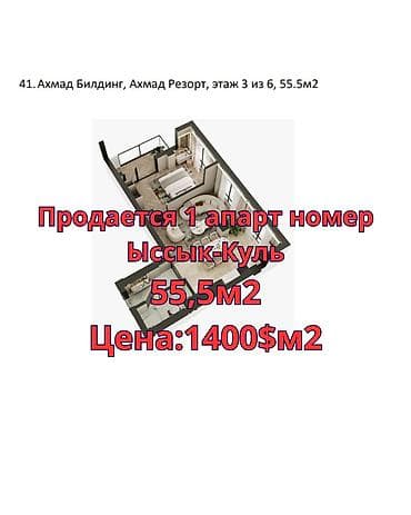 билдинг: 1 комната, 55 м², Элитка, 3 этаж, Готовая ПСО (под самоотделку) — 1