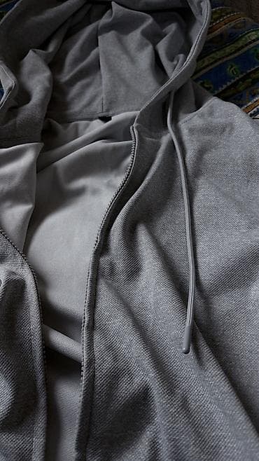 мужские кофты худи: Серая худи на молнии с капюшоном - Цвет: светло-серый меланж - Тип — 3