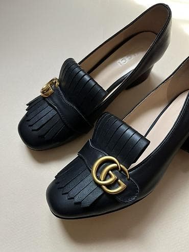 гуччи: Лоферы, 38, Gucci, Б/у, цвет - Черный, Самовывоз — 1
