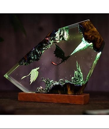 study lamp: Настольный светильник-диорама «Черный и Белый Дракон» - Атмосферная — 2