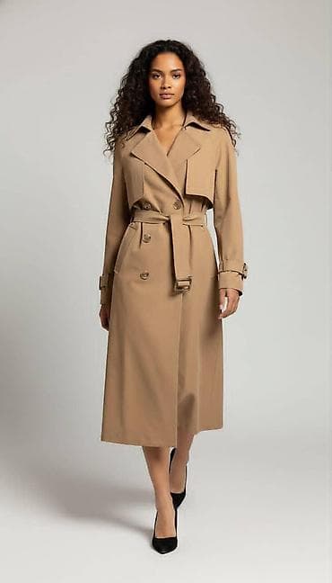 одежда охрана: Женский тренчcoat — классический силуэт миди - Длина: ниже колена — 2