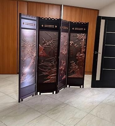 Ширма, перегородка Материал: Дерево, Колличество секций: 4, С резьбой, Другое назначение