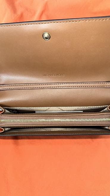 Сумкалар: Сумка-клатч Michael Kors (коричневый карамельный оттенок) - Материал — 3