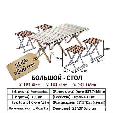 садовый стол: Складной комплект для пикника: большой стол + 4 табурета Основные — 1