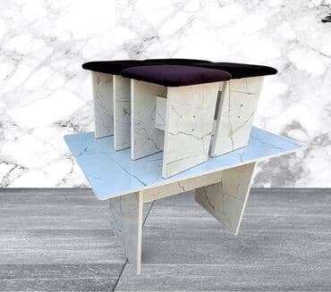 кухенный стол: Ашкана үстөлү жана отургуч, Жаңы, Акылуу жеткирүү, түсү - Ак — 11