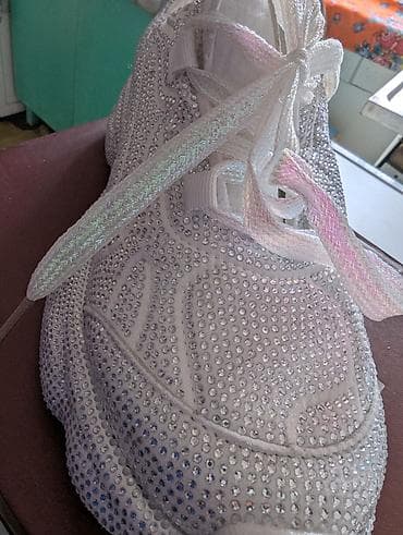 спартивки для девочек: Кроссовки с кристаллами, размер 38. - Цвет: белый, полностью — 4