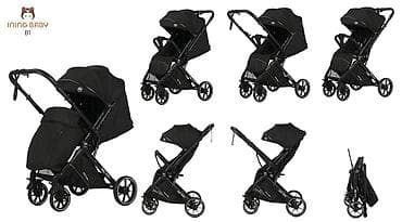 easy walker: Прогулочная коляска INING BABY B1 (черная) - Подходит для ежедневных — 1