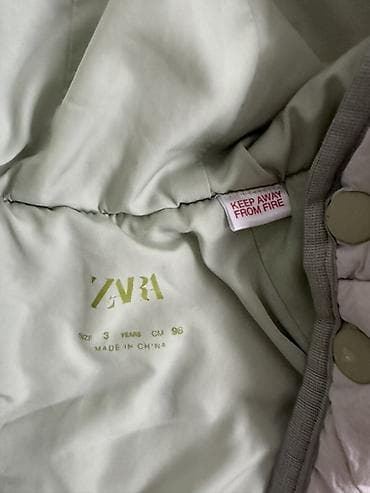 кожаная куртка женская: Детская куртка ZARA, размер 3 года (рост 98 см). - Тёплая стёганая — 2