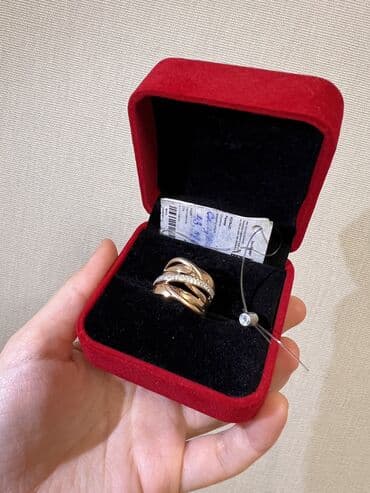 Киреге берилүүчү кийимдер: Шакек, Үлгүсү 585, Аялдарга, Фианит, Колдонулган — 2