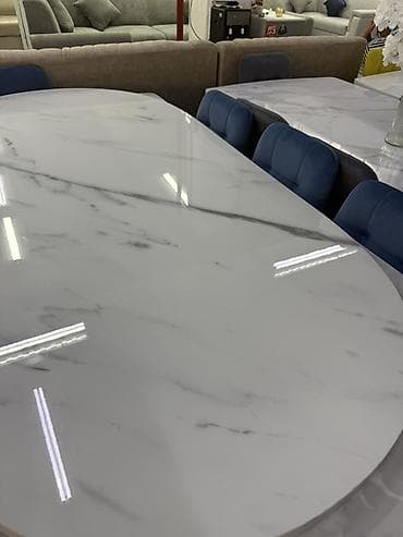 Обеденные столы столешницей под мрамор - Столешницы: крупноформатная