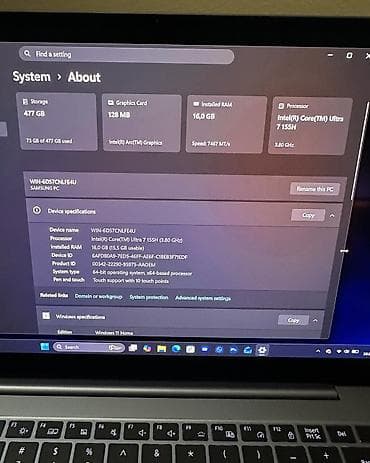 samsung tab s11: Ультрабук, Б/у, Intel Core Ultra 7 — 7