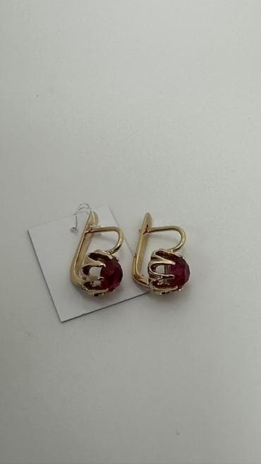 Серьги, Проба 583, Рубин, Женские, Советские (СССР)