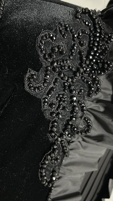 туфли черные с красивой отделкой: Вечернее платье королевский велюр и креп шифон двойка - Цвет — 9