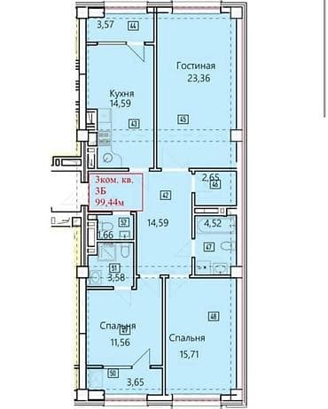 южный магистраль: 3 комнаты, 102 м², Элитка, 13 этаж, Готовая ПСО (под самоотделку) — 7