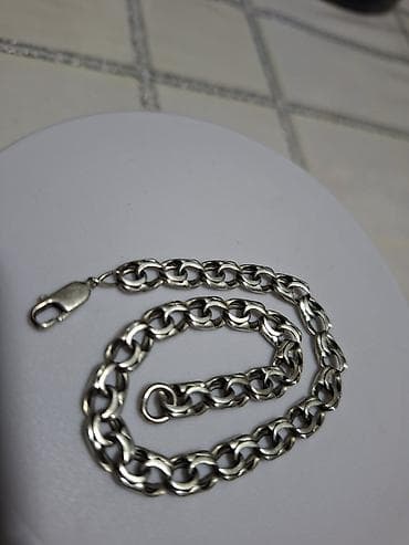кольцо золото: Мужской Серебряный браслет цепочка 21см, отличная состояние цена — 1