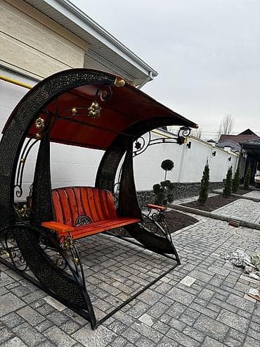 манеж качела: Садовые качели Металл, Со спинкой, С крышей — 6