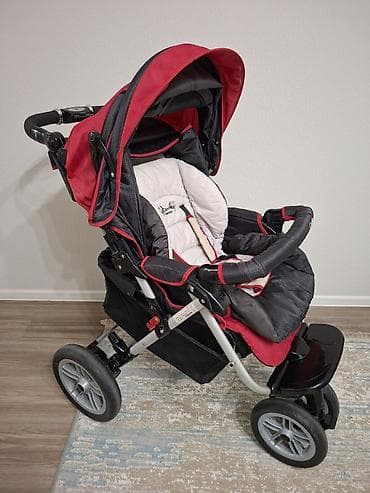 детские коляски для зимы: Коляска, Другой бренд, цвет - Черный, Б/у, Самовывоз — 2