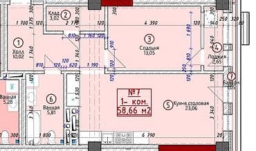 Продажа квартир: 1 комната, 58 м², 8 этаж, Готовая ПСО (под самоотделку) — 4