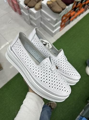 лен платье: Женские летние слипоны Comfort - Цвет: белый - Верх: перфорированный — 1