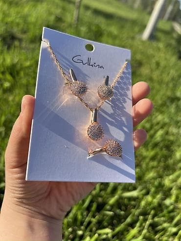 фурнитуру для бижутерии: Дубайский бижутерия 💍💎 Комплект украшений Gulina в розовом золоте — 7