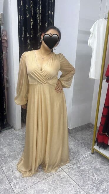 праздничные платья больших размеров: Вечернее платье, А-силуэт, Длинная модель, С рукавами, 7XL, 5XL, 6XL — 1