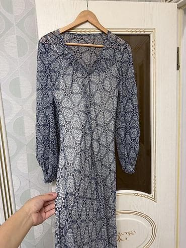 Платья: Повседневное платье, Длинная модель, Шифон, Прямое, L, XL — 2