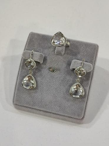 Серебряный комплект с камнями Горный хрусталь Серебро 925 пробы