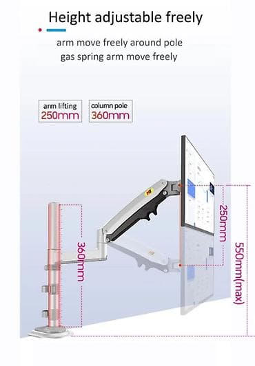 redmo: Держатель для монитора 22–35" - Газлифт (gas spring) с плавной и — 3