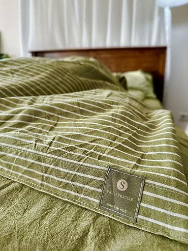 fabric case: Постельное бельё Salli Textile, цвет оливковый в тонкую белую полоску — 3