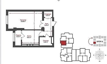 жилой дом весна: 1 комната, 46 м², Элитка, 7 этаж, Готовая ПСО (под самоотделку) — 4