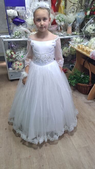 кукольный дом купить: Детское платье, цвет - Белый, Новый — 2