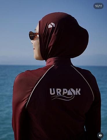 пилотка для детей: Буркини URPAK бордового цвета, предназначенный для плавания. Комплект — 2