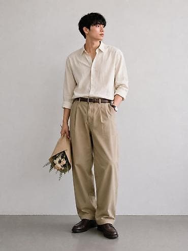 Личные вещи: 2 TUCK COTTON BALLOON BANDING PANTS Минималистичные брюки с двумя — 2