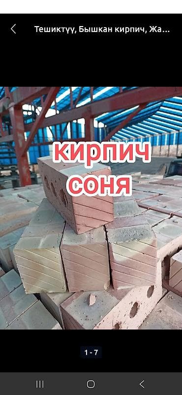 Пустотелый, дырчатый, Жженый кирпич, Полублок, 250×120×90 at lalafo.kg Пустотелый, дырчатый, Жженый кирпич, Полублок, 250×120×90