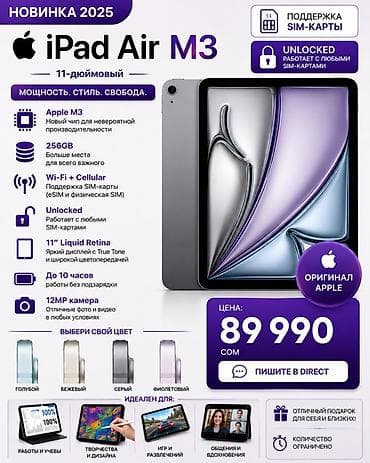 Планшет, Apple, эс тутум 256 ГБ, 10" - 11", 5G, Жаңы, Классикалык түсү - Боз lalafo.kg да Планшет, Apple, эс тутум 256 ГБ, 10" - 11", 5G, Жаңы, Классикалык түсү - Боз
