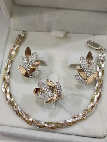 эксклюзивные свадебные пригласительные: Набор украшений, Проба 925, Женские, Новый — 1