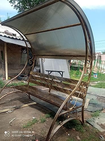 Скамейка Металл, Со спинкой, С крышей