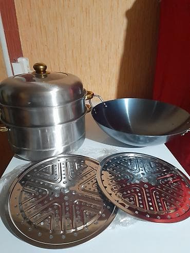керамическая мантоварка: Мантоварка 1100 сом и казан 600сом Состав: - Двухъярусная пароварка — 1