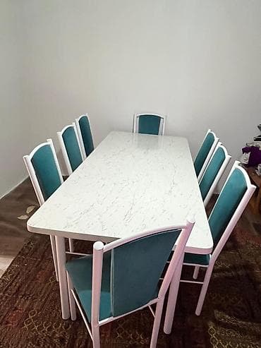 Дом и сад: Кухонный стол и стул, Б/у, Самовывоз, цвет - Белый — 2