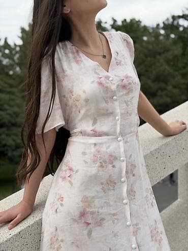 платья женская: Повседневное платье, Made in KG, Лето, Длинная модель, Лен, S, M, L — 2