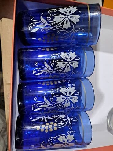 ваза бокал: Стаканы "Виноград" Чехословакия, антиквар. по 250с. 1000 сом за 4шт — 1