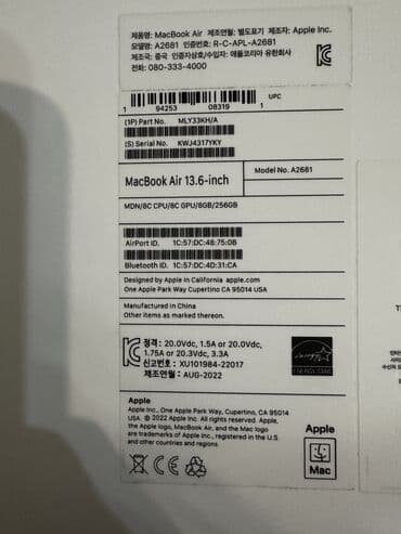 колонки для ноутбука цена: Ноутбук, Apple, 8 ГБ ОЭТ, Apple M2, 13.5 ", Колдонулган, Жумуш, окуу үчүн, эс тутум SSD — 3